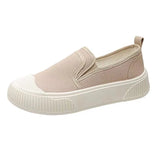 Thick-soled Women Shoes Canvas Loafers Women Design Sense Sneakers Slip-on Flat-bottom Casual Platform Shoes Sneakers