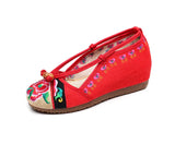 Breakj Not Include Shoe Box Single Shoes Full Size Inside Raised 5 Cm High Heels Embroidered Cloth Shoes Spring And Summer Women's