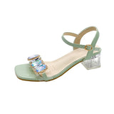 Breakj French Water Drill Sandals Coarse Heel High Heels In The Summer Of 2025 Fashion Temperament Daily Commute Cool