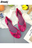 Fashion Daily Ladies Four Seasons Sandals Bow Knot Baotou Solid Color Flat Outer Casual