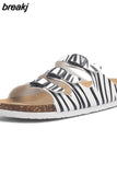 New Summer Women Buckle Cork Slipper 2023 Casual Mixed Color Outside Non-slip Beach Slides