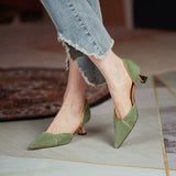 Soft Slip on Women Shoes Square Med Heels Spring Autumn Concise Pointed Toe Ladies Pumps Size