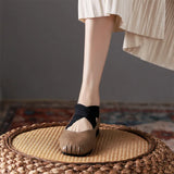 Elastic band ballet flats woman designer shoes for women heels loafers retro square toe grandma shoes femme