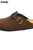 2023 New Outside Buckle Cork Slipper Casual Men Solid Color Beach Non-slip Closed Toe