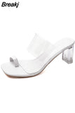 High Heels Women Shoes Clear Heels Fashion PVC Transparent Shoes Heels Sandals Women Slippers Open Toe Party Wedding
