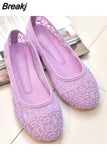 Ballet Flats Fashion Bow-Knot Women Shoes Slip on Flat Sweet Hollow Summer Female Shoe Beige 2023 New Women Flat