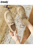 Women Genuine Leather Oxfords Shoes Hand-made Dress Classic Fashion Lace-up Block Wingtip For Ladies Girls New