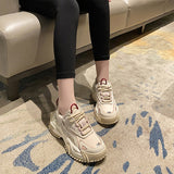 Size 35-40 Casual Sneakers Real Leather High Heels Shoes For Women Summer 2023 Fashion Platform Pumps Chunky