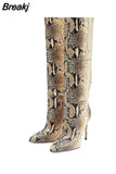 Ladies Demonia Boots For Women Stiletto High Heels Botas Femininas Crocodile Print Slip-on Pointed Toe Women's High