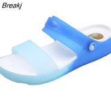 Woman Summer 2023 New Multicolor Transparent Fashion Slippers Female Rome Peep Toe Beach Soft Casual Jelly Sandals