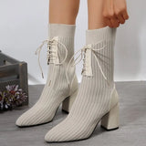 High Heels Ankle Women Sock Boots Chunky Walking Boots Winter 2024 Designer Fashion Weave Goth Pumps New Femme