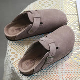 Hot Popular Women's Closed Toe Cork Slippers Mule Clogs Cork Sandals For Women Split Leather Garden Slides Cork