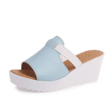 Summer women slippers Open Toe Thick Soled Outside flip flops shoes women Wedges Flat Slides Slippers size