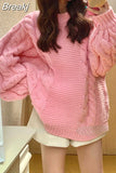 Sweet Knitted Sweater Woman Elegant Long Sleeve Fashion Pullover 2023 Autumn Design Casual Korean Style Tops Female