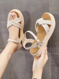 Sandals Flat Summer Shoes Woman Suit Female Beige Buckle Strap Clear Heels New Without Gladiator Girls Black Low Comfort