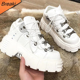 Ankle Boots Shoes for Women's Chunky Chelsea Goth Boots Punk Style Sneakers Metal Decoration Motorcycle Botas New