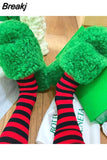 Women 2023 Autumn Fur Sandals Fashion Cozy Plush Gladiator Sandals Hook Loop Casual Ladies Slippers Platform Fuzzy Cotton
