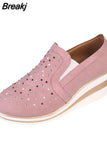 New Women Wedges Shiny Rhinestone Sneakers Spring Autumn Platform Height Increased Zipper Casual Ladies Vulcanized
