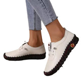 Women's Shoes on Sale 2023 High Quality Platform Loafers New Spring Casual Mom Shoe Lace Up Leather Flat Slip-On Shoes for