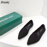 Flat Shoes Women Simple Pointed Single Shoes Spring And Autumn Comfortable Sole Knitting Solid Color Peas