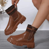 Patchwork Platform Boots Women Autumn Winter 2023 Chunky Elastic Knitted Ankle Boots Shoes Woman Non Slip Botas