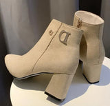 Wedding Boots Red 2021 New Genuine Leather Fashion Large Size 43 Women Ankle Boots Women Mid-heel Pointed Ladies