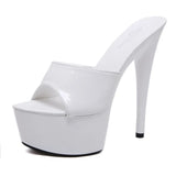 Slippers Women Summer New Black High Heels 15cm Color Club Sexy High Platform Thin Party Girl Show Sandals Plus Size