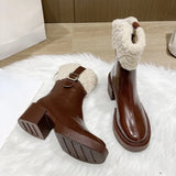 Boots for Women Patent Leather Boots Black Brown Ankle Booties Platform Shoes Goth Punk Warm Shoes