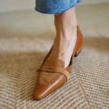 Shoes Women Suede Leather Pointed Toe Slip-on Shoes Vintage Patchwork Female Flats Casual Women's Loafers