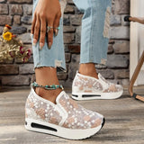 Women's Shoes on Sale 2023 New Women's Vulcanize Shoes Summer Lace Mesh Flower Women Shoes Round Head Thick Bottom Sports
