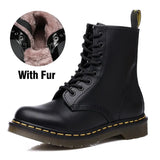 Boots Platform Genuine Leather Lace-up Chunky Motorcycle Ankle Boots Female Winter Shoes Woman Punk Booties Botas
