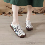 Mother Shoe Hole Hole Front Tie Baotou Deep Mouth Women's Shoes Leather Soft Sole With Wear-Resistant Soft Sole