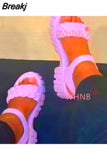 Ladies Leather Sandals 2023 New Summer Rhombus Plaid Sandals Casual Buckle Flat Platform Platform Sandals for
