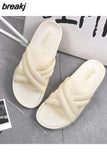 New Summer Women PVC Slippers Casual Beach Outside Cross Non-slip Slide