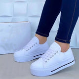 Women's Canvas Shoes 2022 Summer European and American New Thick-soled Lace-up Canvas Shoes Women's Low-top