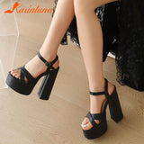 High Heeled Women's Sandals New Fashion 2023 Summer Ankle Buckle Flock Sandals European Style Sexy Party Banquet