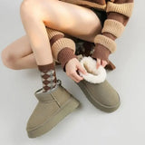 Women Short Plush Warm Snow Boots Casual Shoes New Suede Fur Chelsea Ankle Boots Flats Platform Ladies