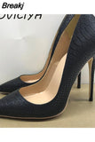 Women Shoes High Heels Women Pumps Stiletto 12CM Heels Sexy Shoes Pointed Toe Black Snake Pattern YG031