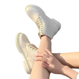 2021 Black Platform Boots Women Boots Winter Leather Boots Lace Up Ankle Boots Motorcycle Thick Heel Platform High