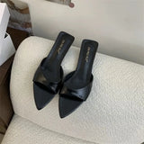 Breakj Pointed Fine-Heeled Sandals Women Back Empty French Style Cool Slippers High Heel Cool Slippers