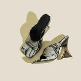 Simple Crystal Heel Open Toe High Heel Sandals and Slippers Fashion Shaped High Heel Color Fashion Square Head