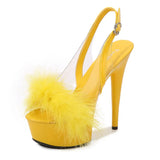 Breakj MAO Hair Hate Day High Nightclub Heel Stiletto 15CM Car Model Sandals Female Runway Steel
