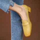 Style Square Toe High Heel Shoes Elegant Woman Cowhide Real Leather Pumps Thin Heels 6cm Designer Pumps Party Dress