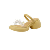 Breakj Zi Yan- -Foreign Style High With Thick With Thick Bottom Cool Slippers Female Platform Bottom Water Diamond Flower Fairy Shoes Outdoor Half