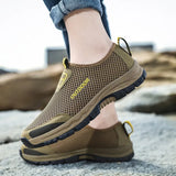 Men's casual shoes, mesh breathable sports shoes, outdoor beach anti-skid men's shoes, flat bottomed casual hiking