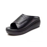 Summer New Fashion Solid Color Open Toe Women Slippers Wearing Thick Sole Slope Heel Comfortable Women's Shoes