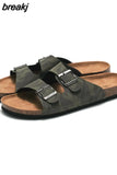 Summer Beach Camouflage Cork Slippers Casual Men Double Buckle Non-slip Clogs Slides Women Slip on Flip Flop