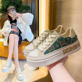 Bottom Canvas Shoes Female 2023 New Autumn And Winter New Fashion Niche Design Spell Color Lace Live Small White