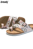 Summer Print Cork Slipper New Fashion Women Casual Beach Slip on Outside Non-slip Slides