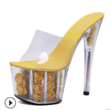 Breakj 2023 Summer New Model Shoes Super High Heels 17CM Thin Heel Waterproof Table Sandal Female Transparent